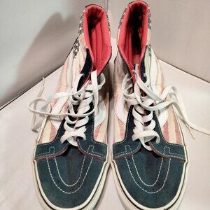 VANS High Top Shoes American Flag USA Rare Red White Blue Mens 11 T375 ++READ++